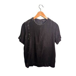 Cos Gray Velvet Short Sleeve Top with Back Zipper, EU Sz 36